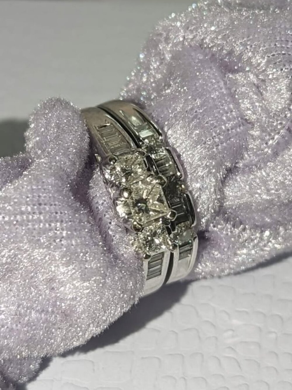 14k white gold 1.5 Carat Diamond Engagement Ring Set size 11